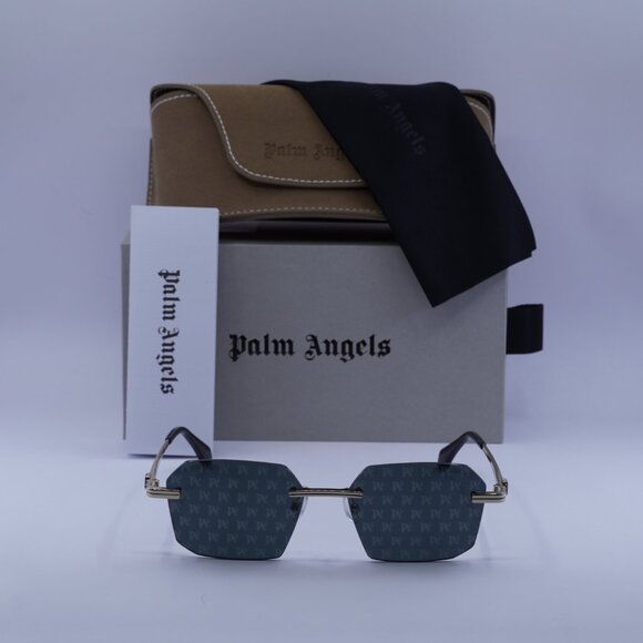 Palm Angels PERI10G QUARTZ 7607 Geometric Sunglasses - Gold/Dark Grey - Picture 3 of 11